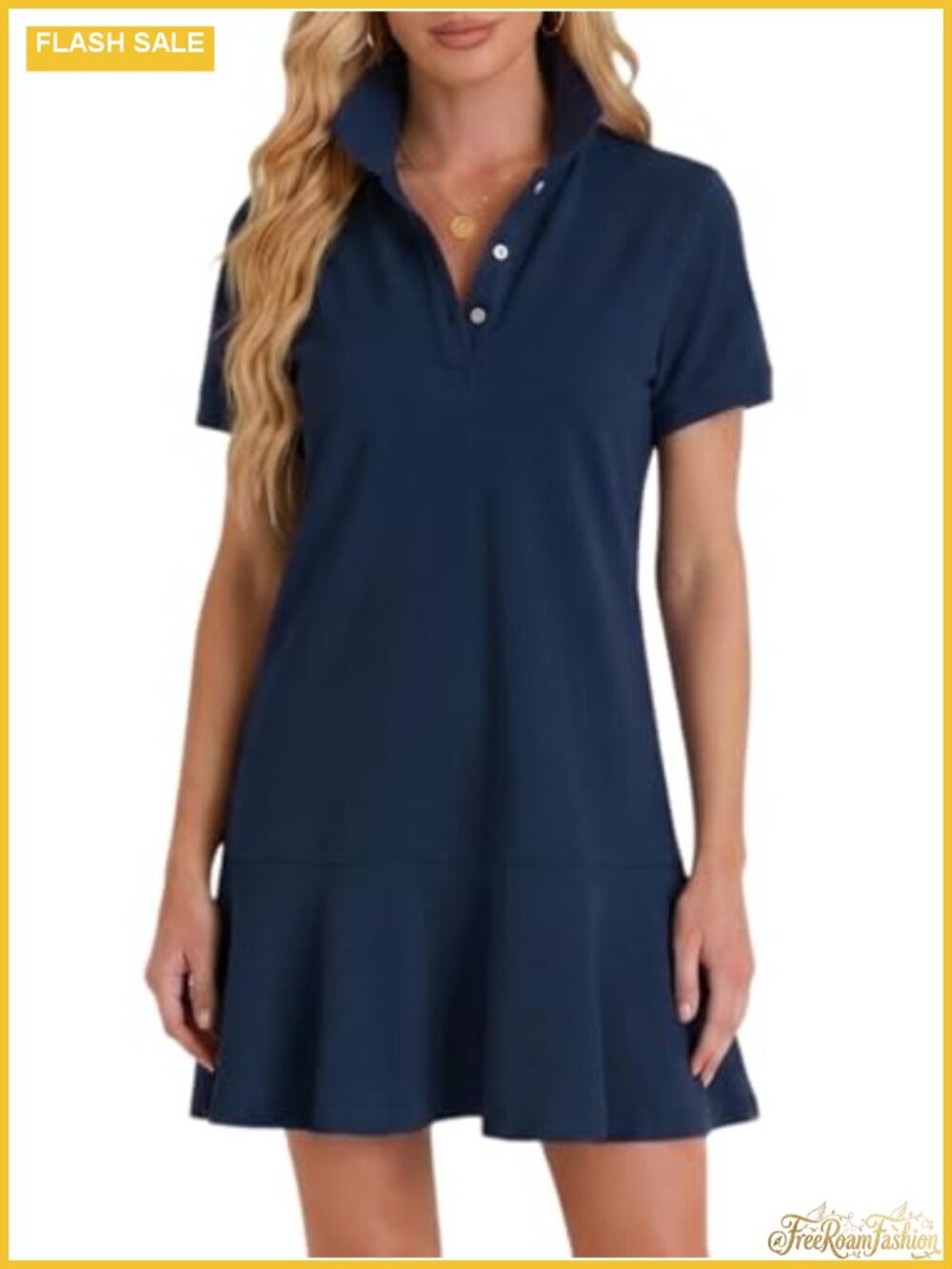 Polo Dress for Women Short Sleeve V Neck Ruffle Hem Golf Tennis Summer Mini